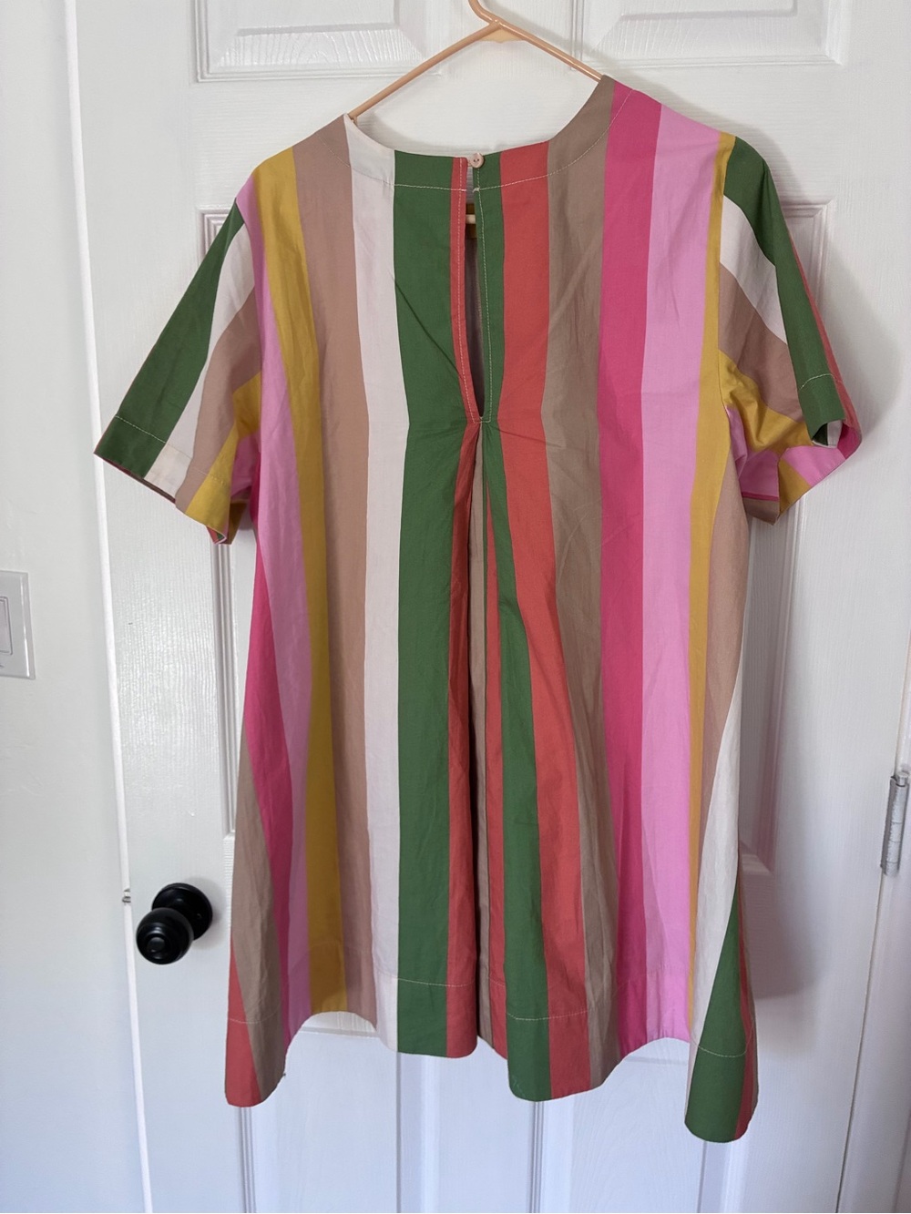 Anthropologie Maeve Pink and Green Striped Swing Top - Picture 3 of 9